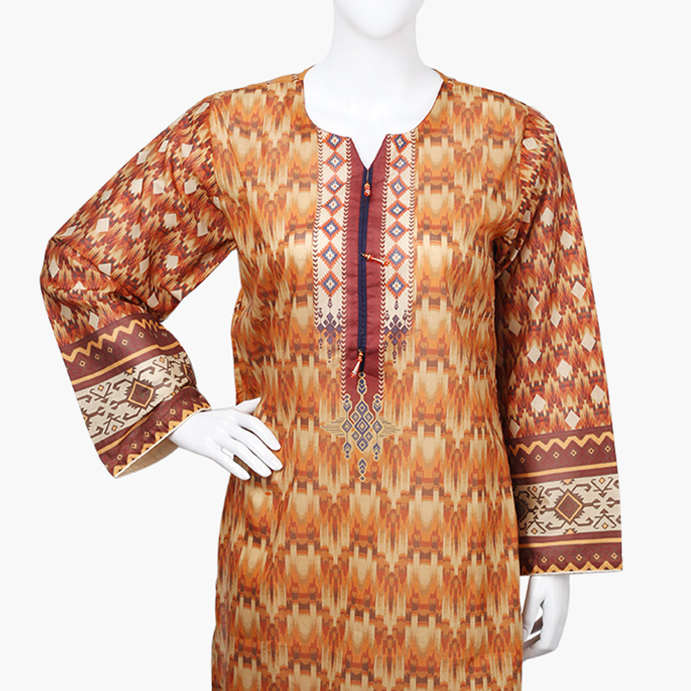 Women's Digital Printed Kurti - Brown, Women Ready Kurtis, Chase Value, Chase Value
