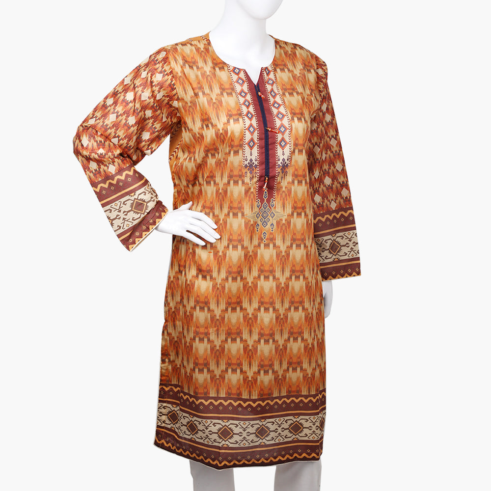 Women's Digital Printed Kurti - Brown, Women Ready Kurtis, Chase Value, Chase Value