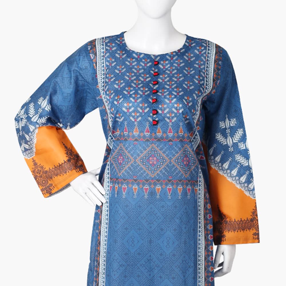 Women's Digital Printed Kurti - Steel Blue, Women Ready Kurtis, Chase Value, Chase Value