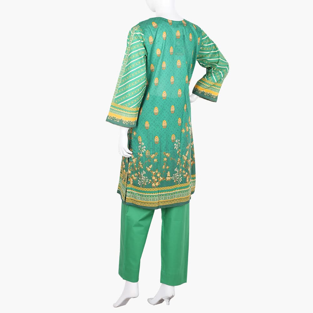 Women's Printed Lawn 3Pcs Suit - Green, Women Shalwar Suits, Chase Value, Chase Value