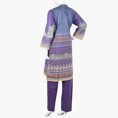 Women's Printed Lawn 3Pcs Suit - Purple, Women Shalwar Suits, Chase Value, Chase Value