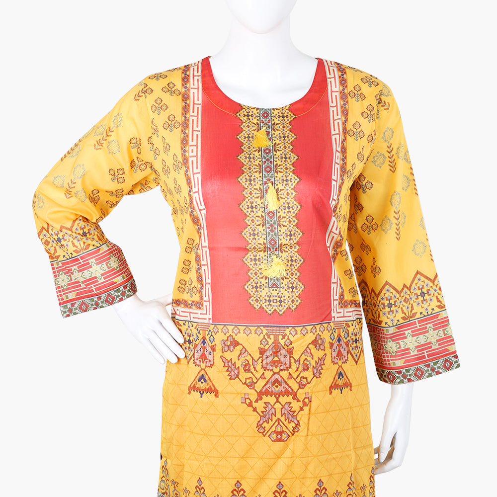 Women's Printed Lawn 3Pcs Suit - Red, Women Shalwar Suits, Chase Value, Chase Value