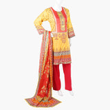 Women's Printed Lawn 3Pcs Suit - Red, Women Shalwar Suits, Chase Value, Chase Value