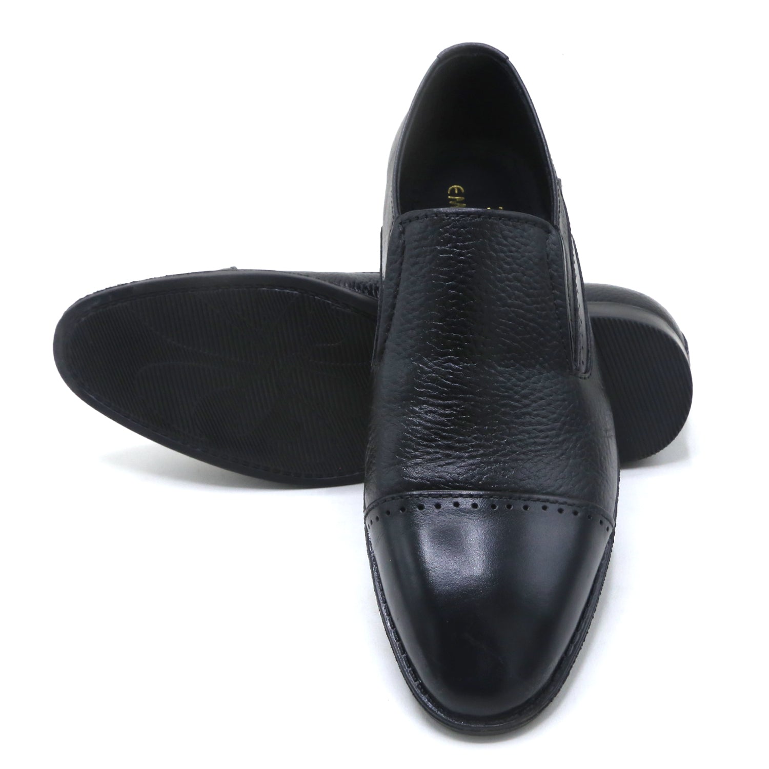 Eminent Comfortable Slip-On Leather Moccasins - Black, Men's Formal Shoes, Eminent, Chase Value