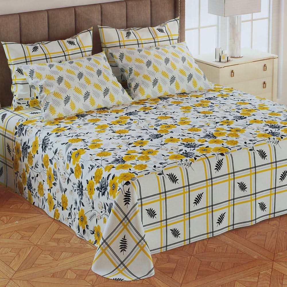 Double Bedsheet 5pcs Set - CC4, Double Size Bed Sheet, Chase Value, Chase Value
