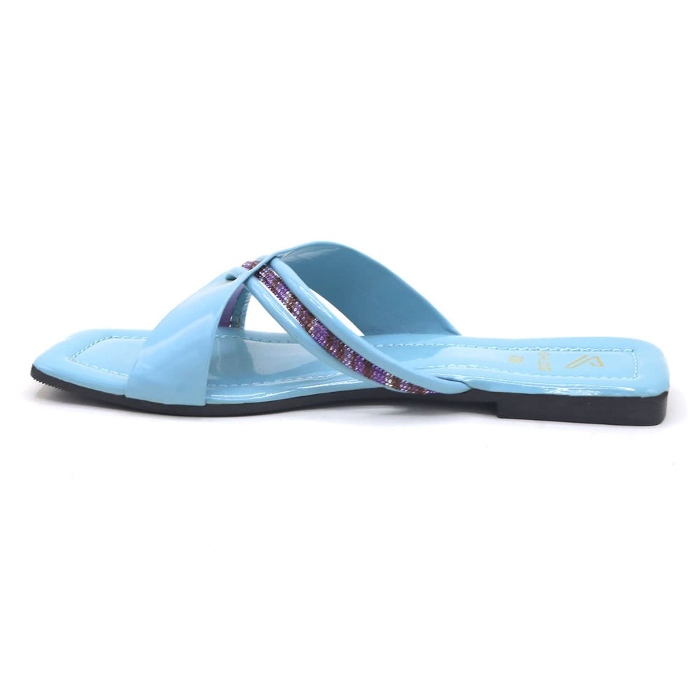 Valuable Open-Toe Slipper - Cyan, Women Slippers, Chase Value, Chase Value