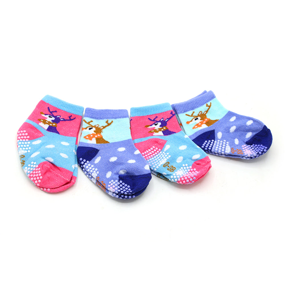 Girls Silicon Sock Pack of 4 - Multi Color, Girls Socks, Chase Value, Chase Value