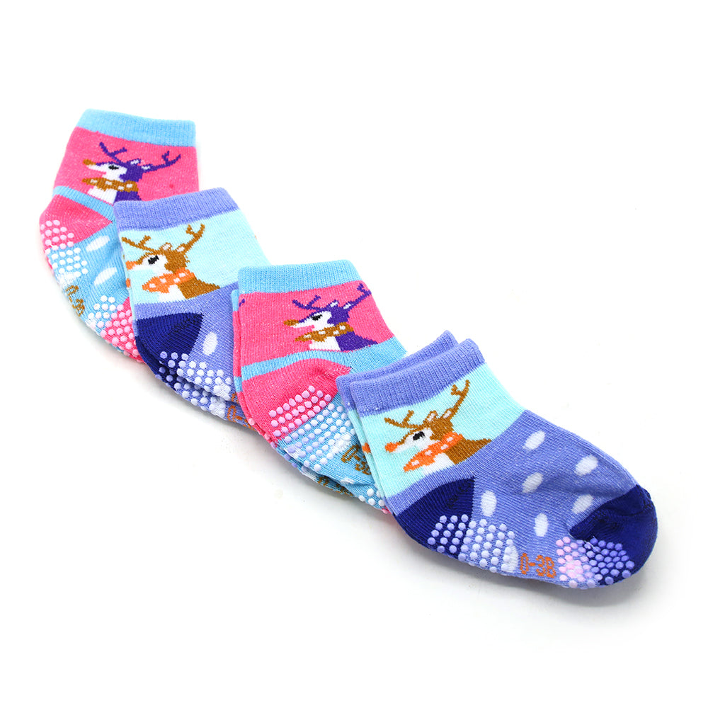 Girls Silicon Sock Pack of 4 - Multi Color, Girls Socks, Chase Value, Chase Value