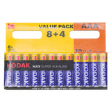Kodak Max AAAx12 (12p Pack) Batteries - Multi Color, Charging Accessories, Kodak, Chase Value