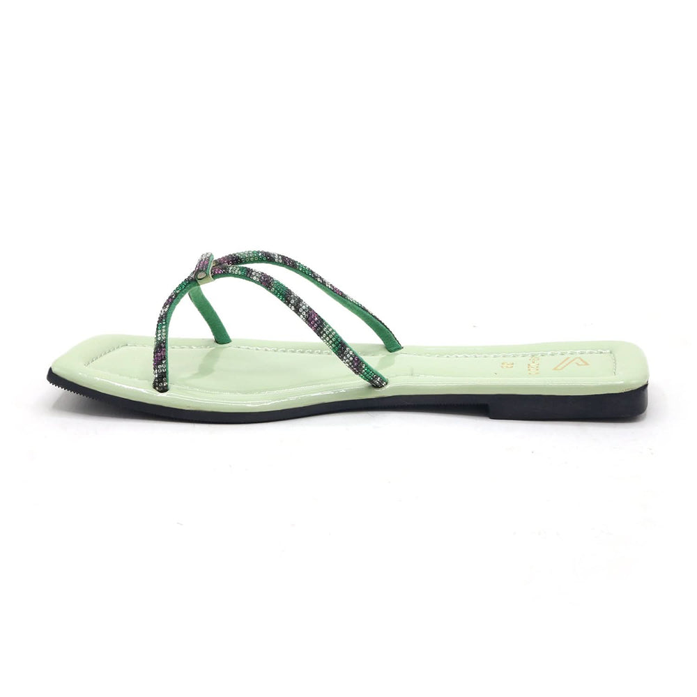 Valuable Open-Toe  Slipper - Green, Women Slippers, Chase Value, Chase Value