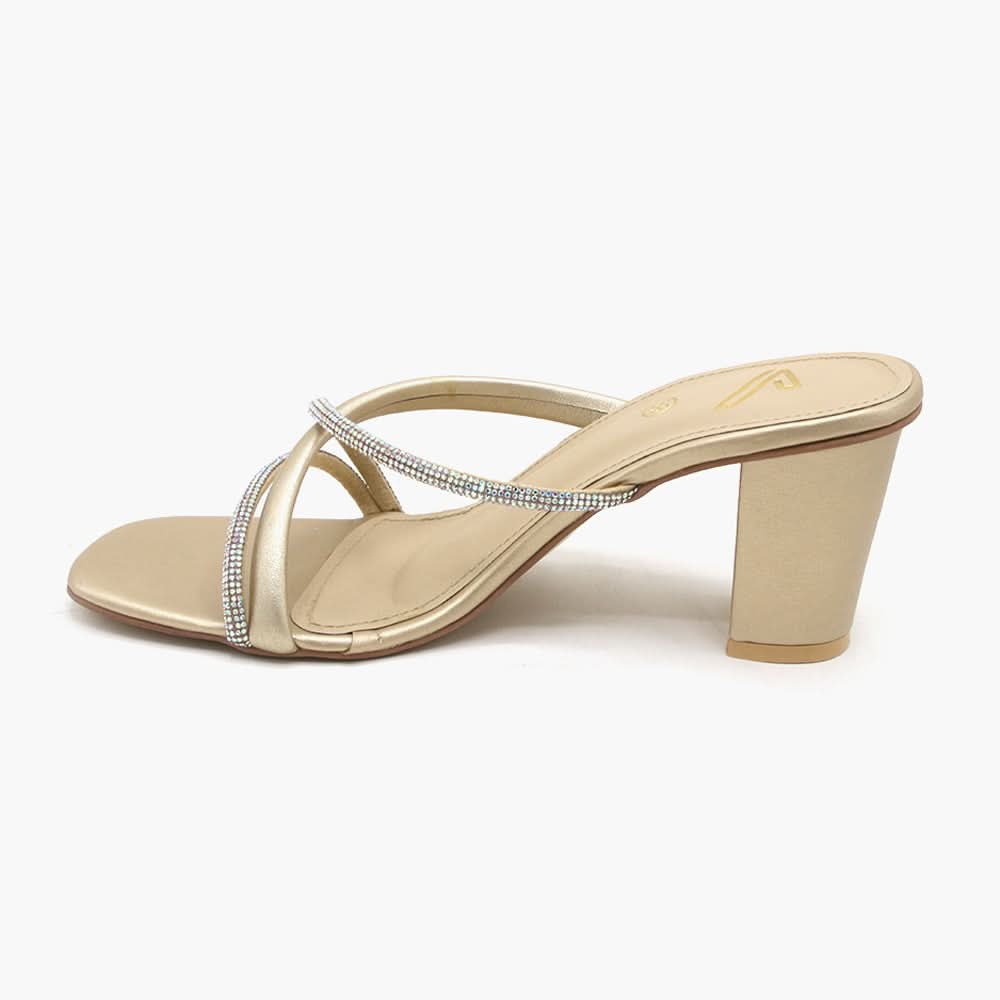 Women's Heel Slipper - Golden, Women Heels, Chase Value, Chase Value