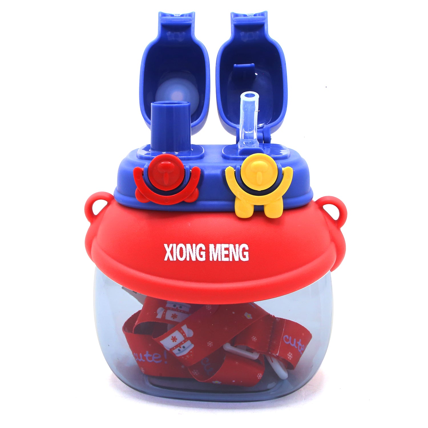 Cute Rabbit Ears Double Drinking Straw Cup With Big Belly - 1280ml, Tiffin Boxes & Bottles, Chase Value, Chase Value