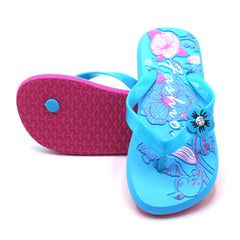 Girls Flip Flop Slipper - Cyan