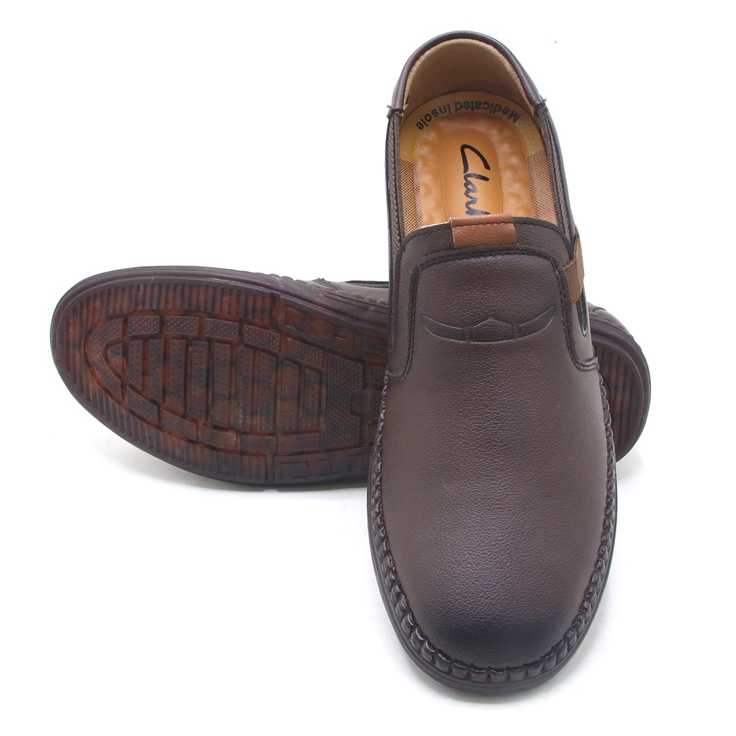 Clarke Slip-on - Medicated In Leather Loafers - Brown, Men's Casual Shoes, Clarks, Chase Value