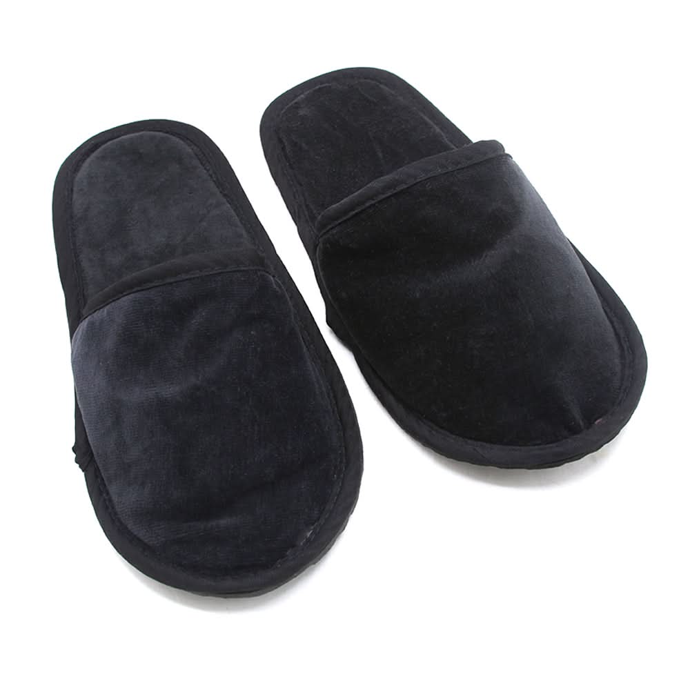 Velour Bed Room Slippers  - Black, Women Slippers, Chase Value, Chase Value