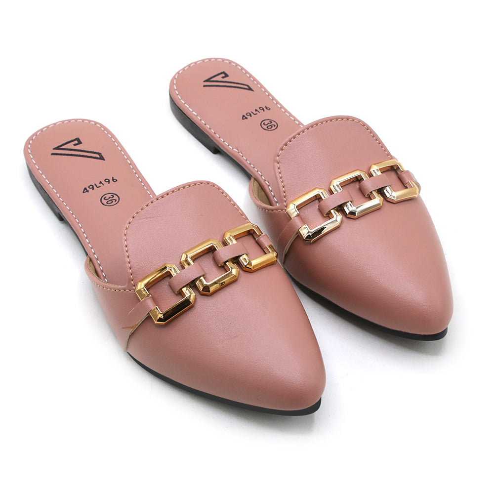 Valuable Women's Backless Pump - Peach, Women Backless Pumps, Chase Value, Chase Value