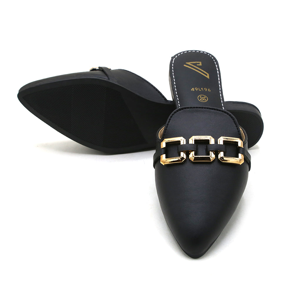 Valuable Women's Backless Pump - Black, Women Backless Pumps, Chase Value, Chase Value