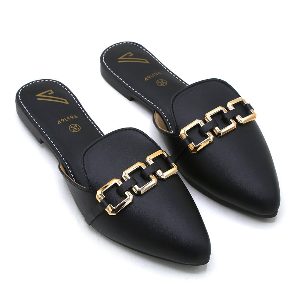 Valuable Women's Backless Pump - Black, Women Backless Pumps, Chase Value, Chase Value