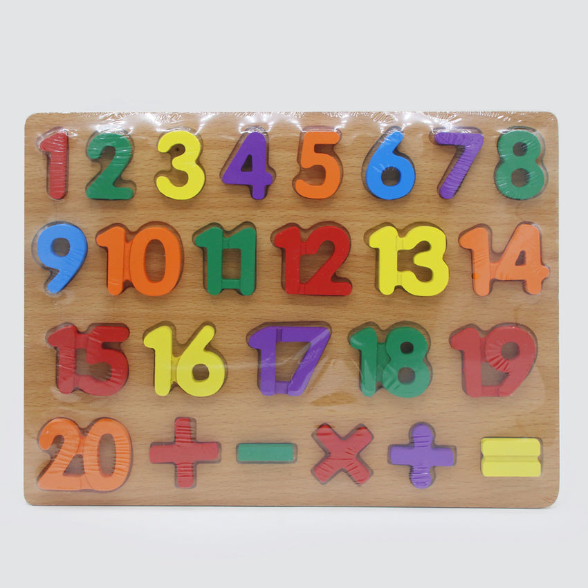 Wooden Puzzle Number & Words Large - Multi Color