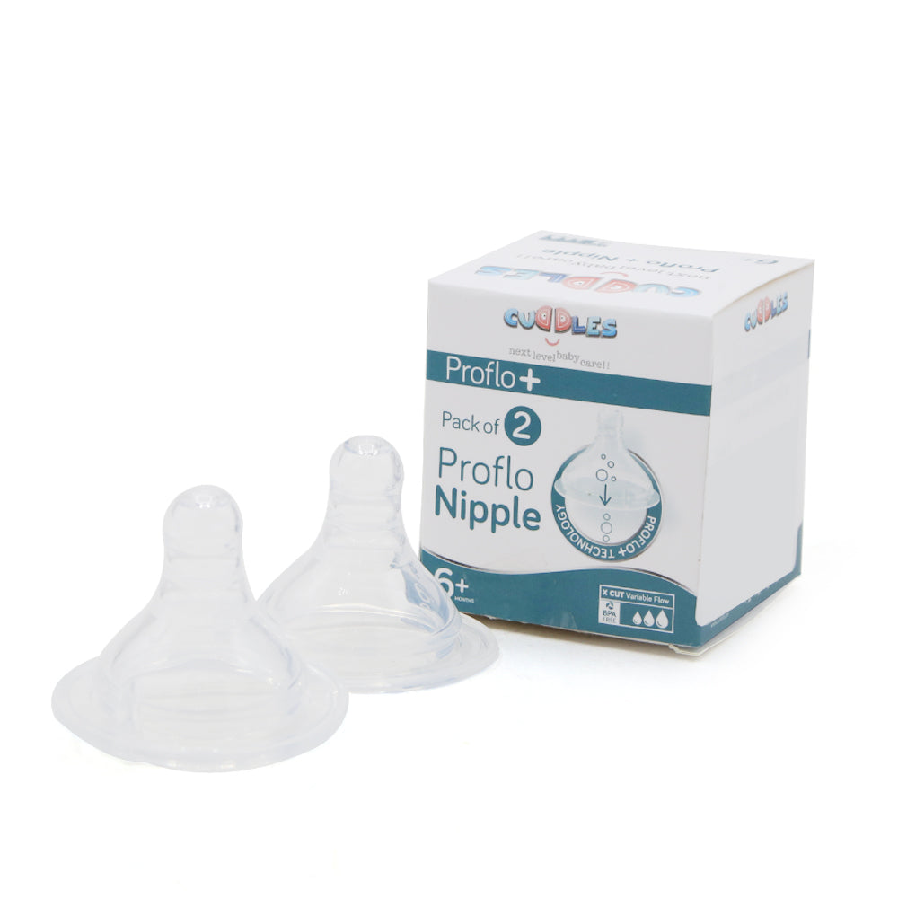 Cuddles Proflo Nipple Pack of 2 - White, Feeding Supplies, Cuddles, Chase Value
