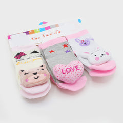 Girls Fancy Sock Pack of 3 - Multi Color