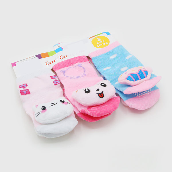 Girls Fancy Sock Pack of 3 - Multi Color