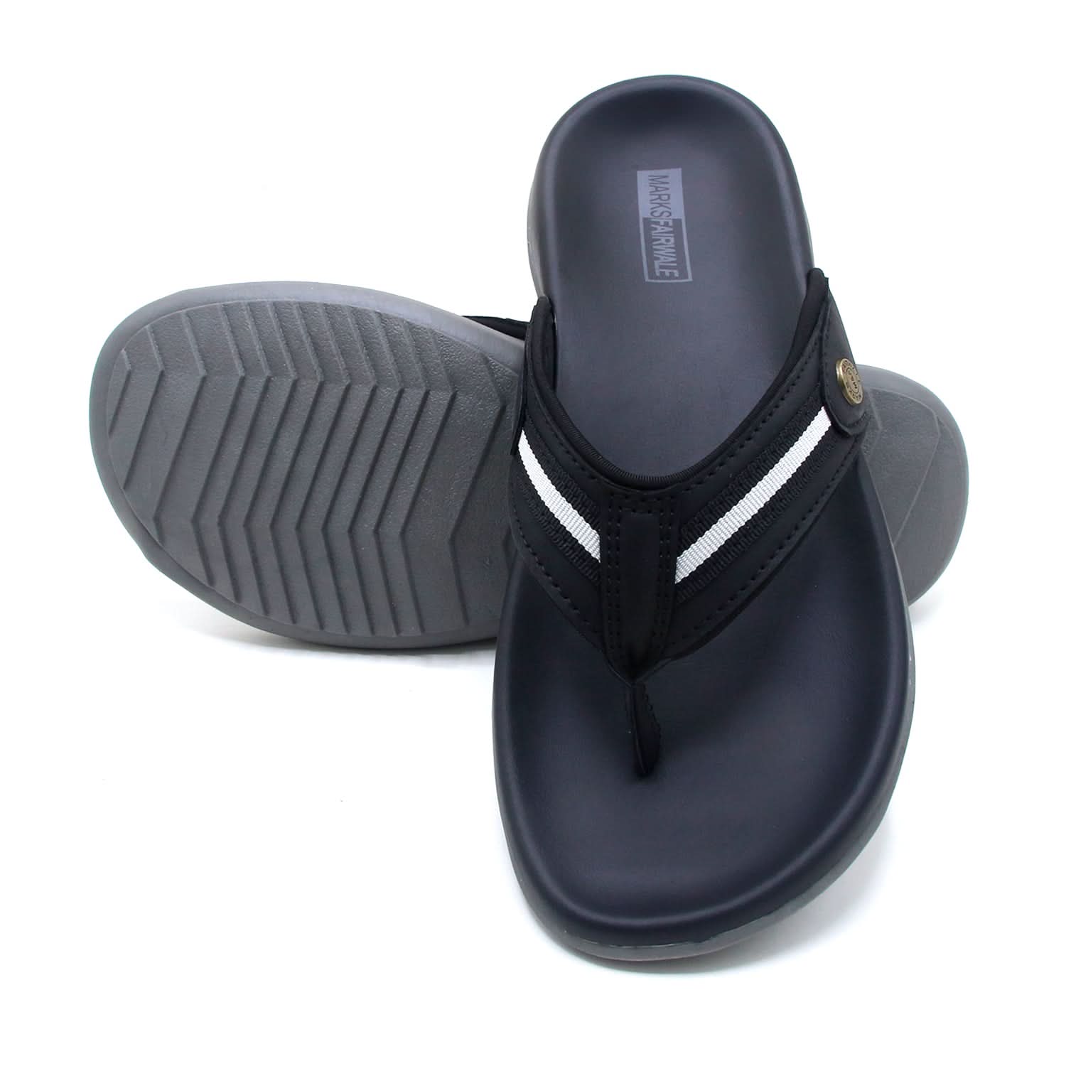 Mark Fairwale Open-Toe Flip Flop 21105 -  Black, Men's Slippers, Chase Value, Chase Value