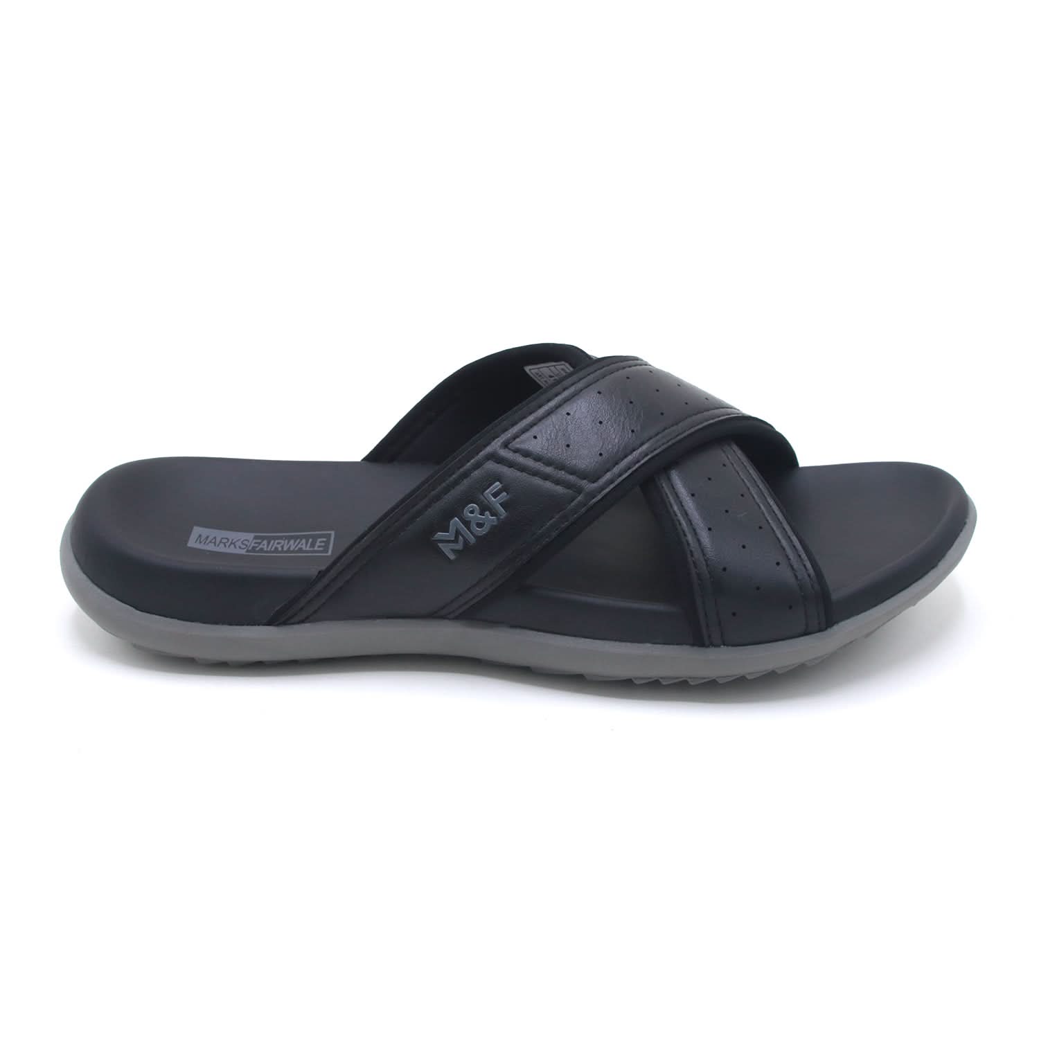 Mark Fairwale Open-Toe Slipper 21107 -  Black, Men's Slippers, Chase Value, Chase Value