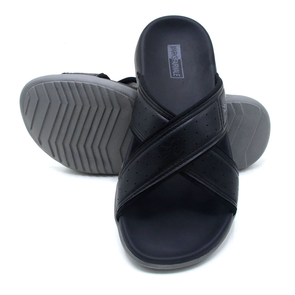 Mark Fairwale Open-Toe Slipper 21107 -  Black, Men's Slippers, Chase Value, Chase Value
