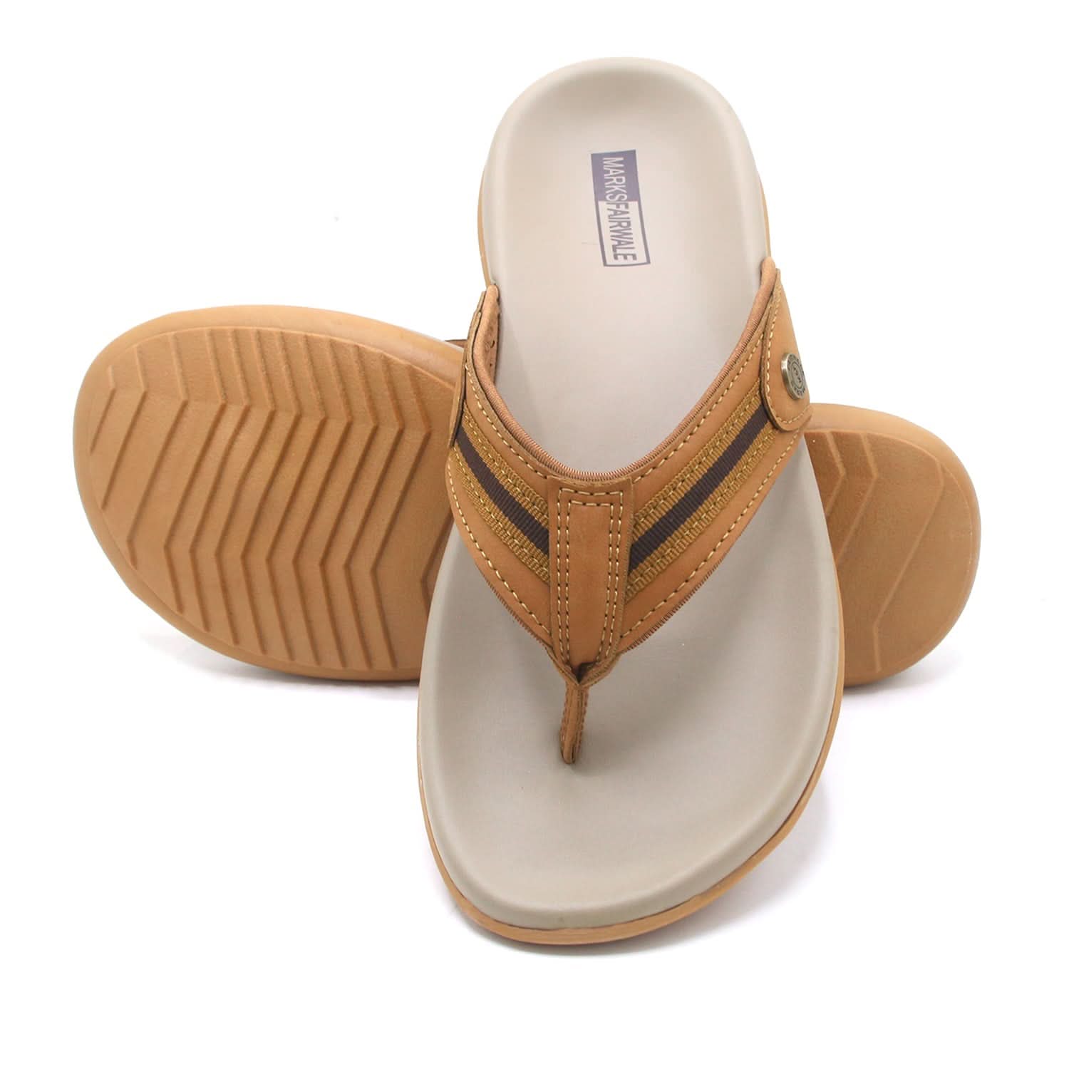 Mark Fairwale Open-Toe Flip Flop 21105 -  Khaki, Men's Slippers, Chase Value, Chase Value