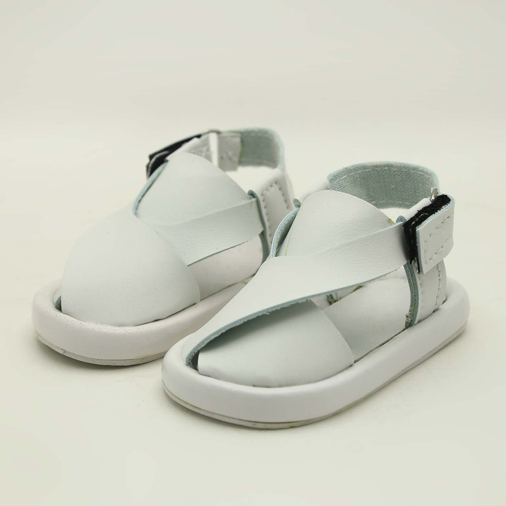 Newborn Fancy Peshawari Sandal- White, Newborn Caps, Shoes & Socks, Chase Value, Chase Value