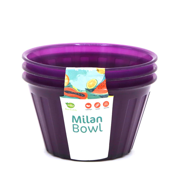 Milan Bowl 250ml Pack of 3 - Purple