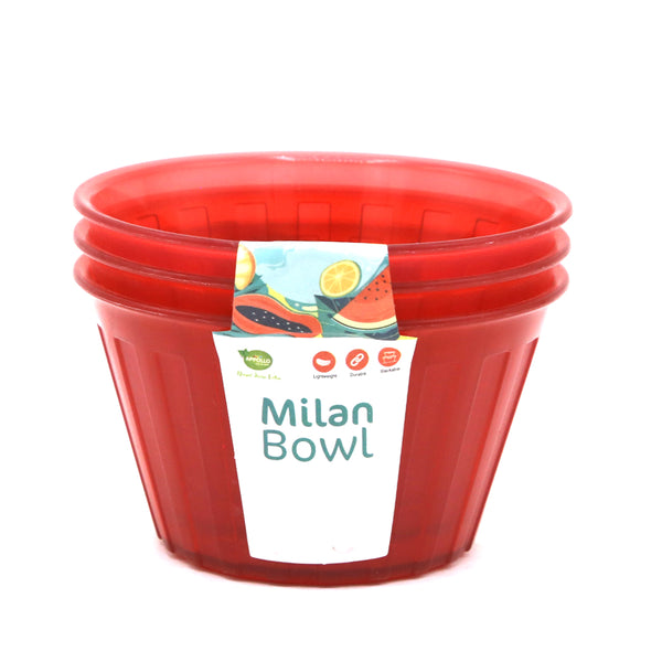 Milan Bowl 250ml Pack of 3 - Red