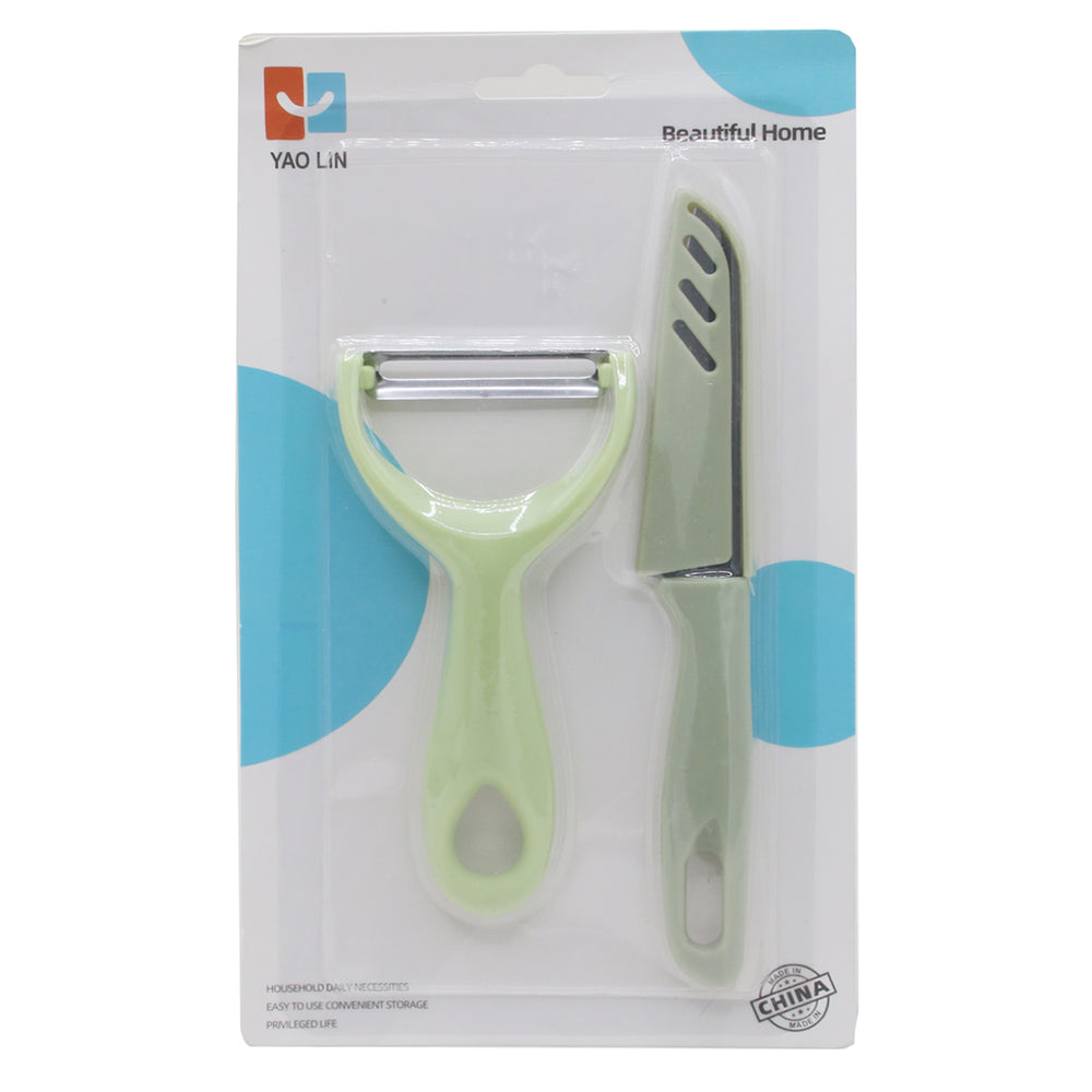 Stainless Steel Knife & Peeler Set - Sea Green, Kitchen Tools, Chase Value, Chase Value