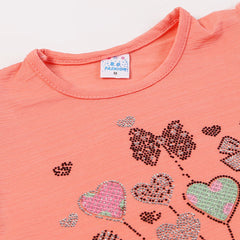 Girls Tight Half Sleeves Suit - Peach