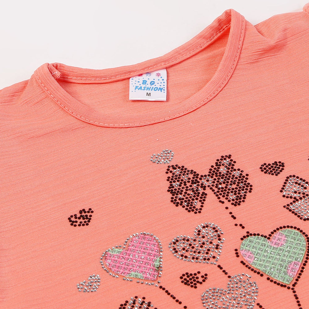 Girls Tight Half Sleeves Suit - Peach, Girls Suits, Chase Value, Chase Value