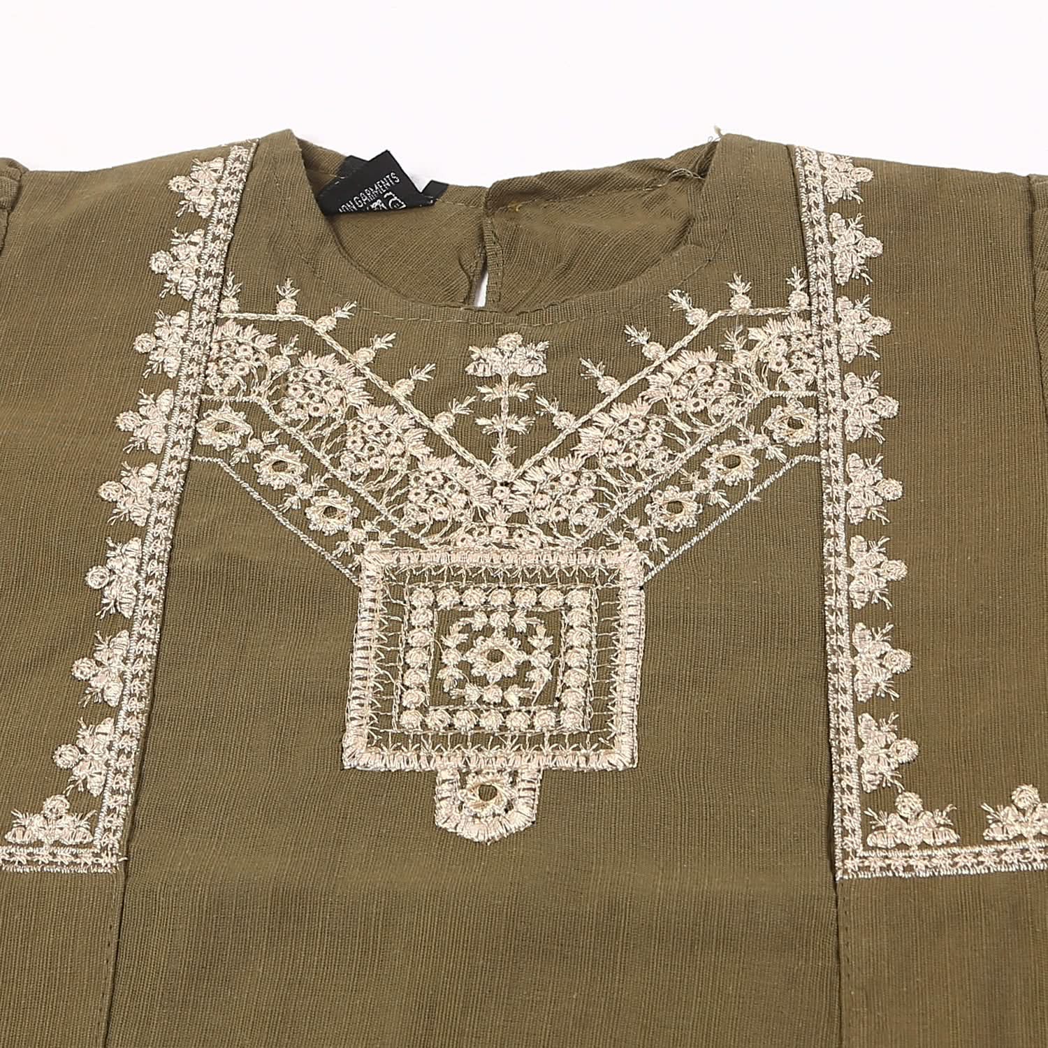 Girls Embroidered Shalwar Suit - Olive Green, Girls Shalwar Kameez, Chase Value, Chase Value