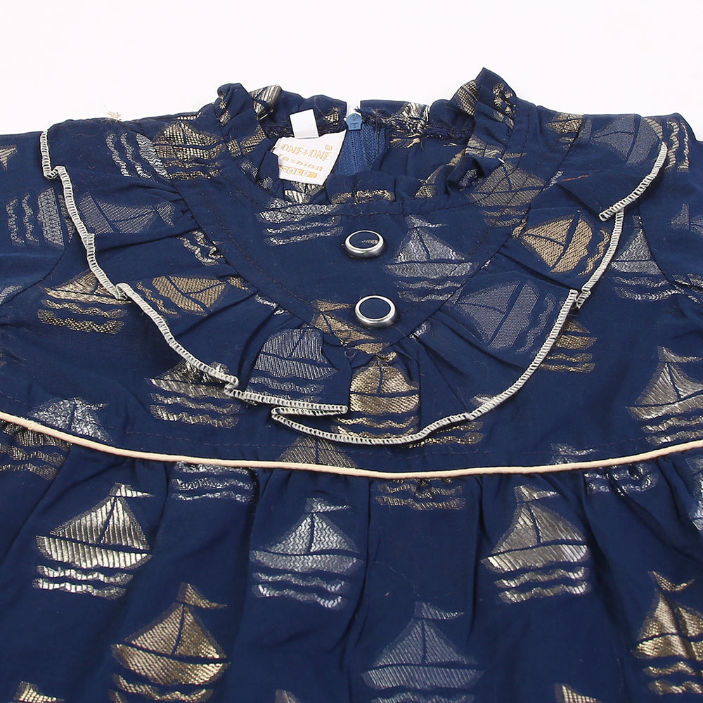 Girls Embroidered Shalwar Suit - Navy Blue, Girls Shalwar Kameez, Chase Value, Chase Value