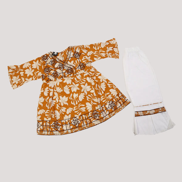 Girls Embroidered Shalwar Suit - Mustard