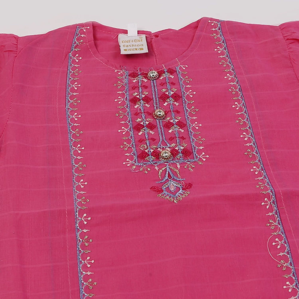 Girls Embroidered Shalwar Suit - Pink, Girls Shalwar Kameez, Chase Value, Chase Value