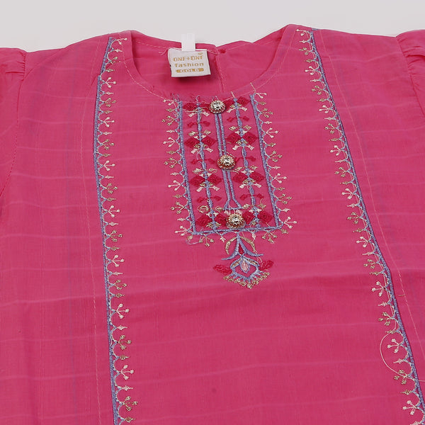 Girls Embroidered Shalwar Suit - Pink