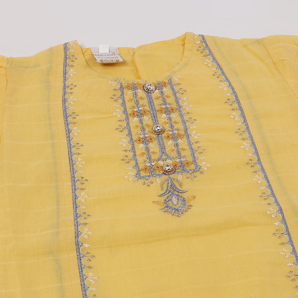 Girls Embroidered Shalwar Suit - Yellow