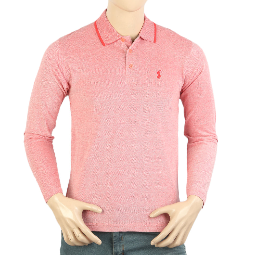 Men's Full Sleeves Polo T-Shirt - Light Pink, Men's T-Shirts & Polos, Chase Value, Chase Value