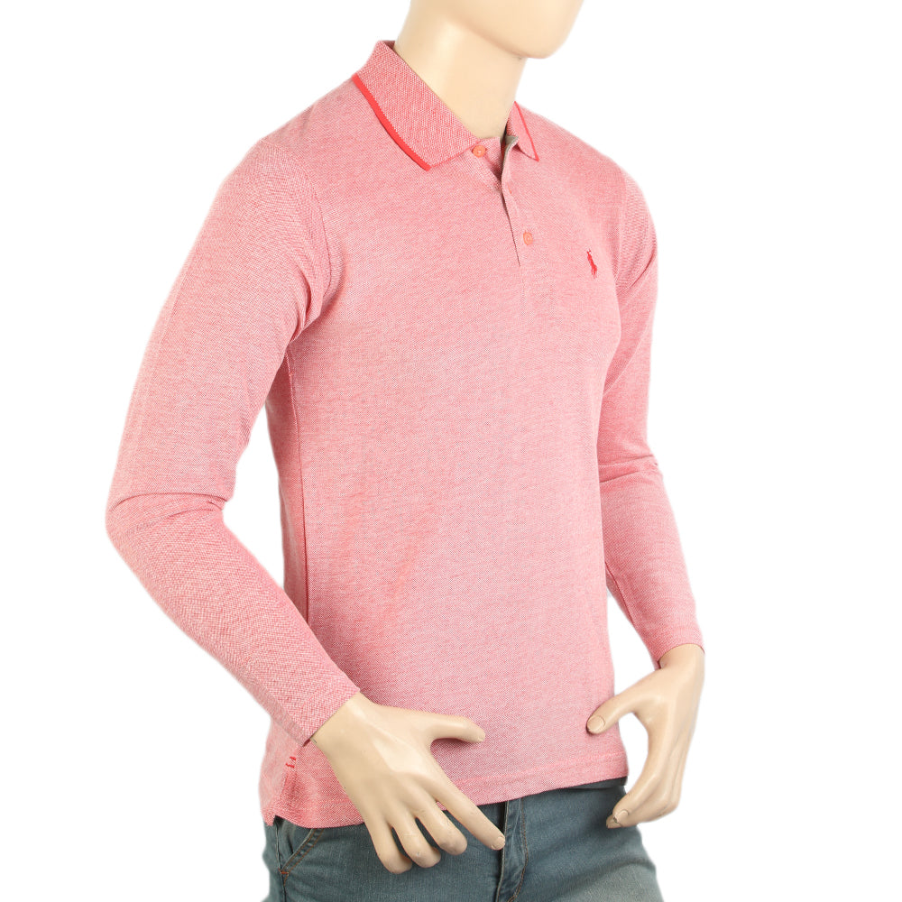 Men's Full Sleeves Polo T-Shirt - Light Pink, Men's T-Shirts & Polos, Chase Value, Chase Value