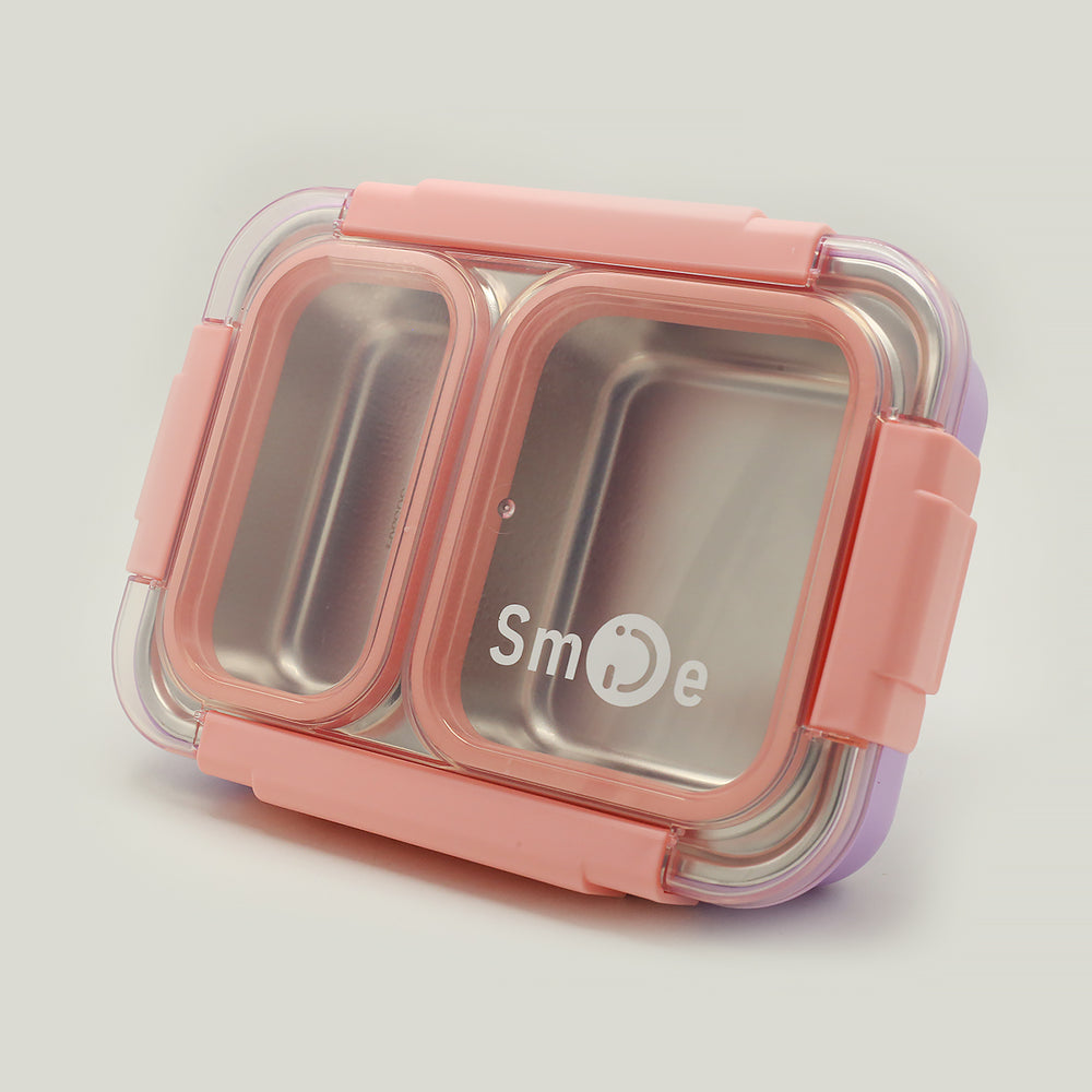 Stainless Steel Lunch Box, 2 Compartments - Purple, Tiffin Boxes & Bottles, Chase Value, Chase Value