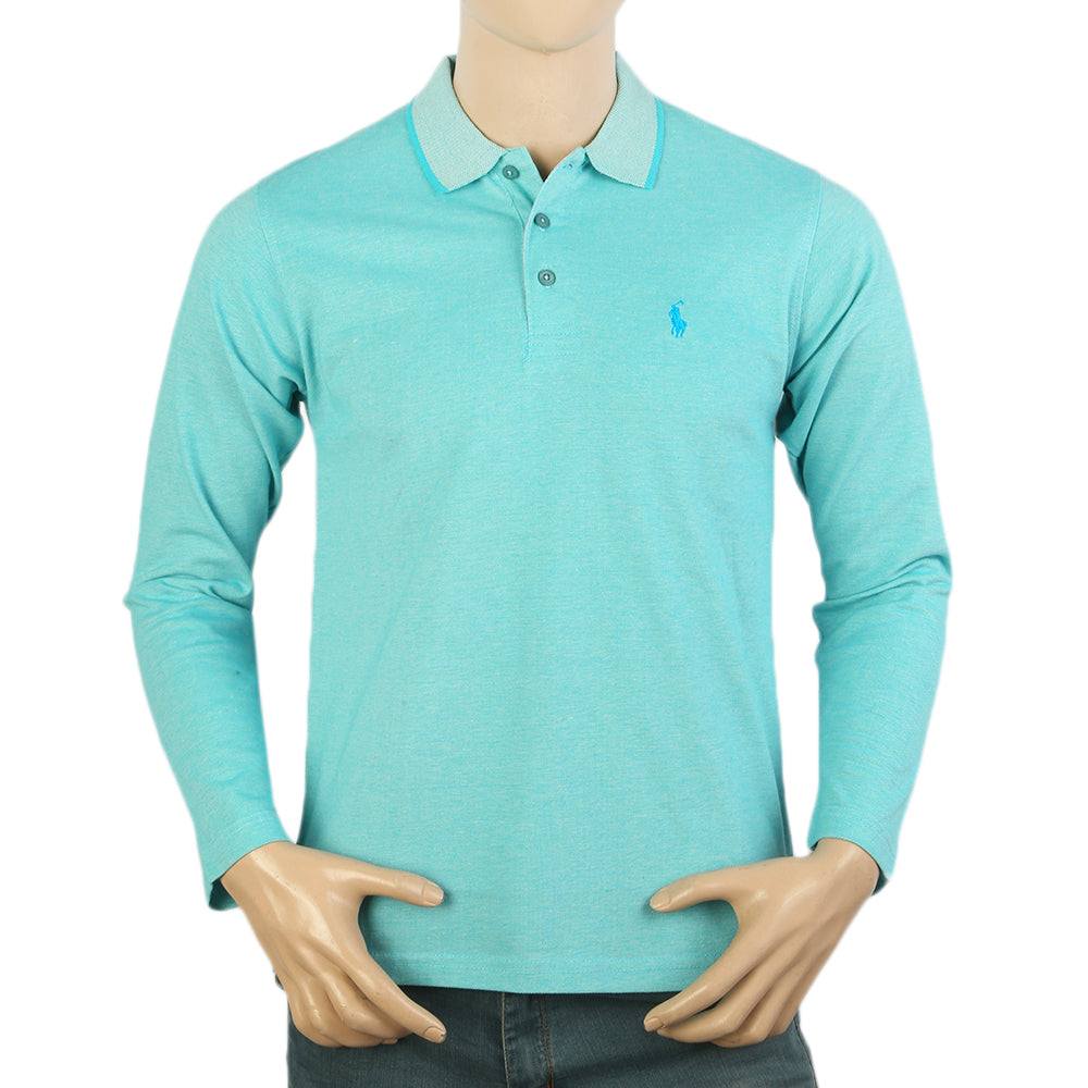 Men's Full Sleeves Polo T-Shirt - Cyan, Men's T-Shirts & Polos, Chase Value, Chase Value