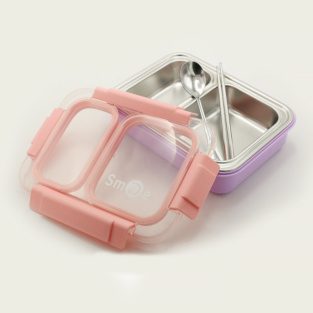 Stainless Steel Lunch Box, 2 Compartments - Purple, Tiffin Boxes & Bottles, Chase Value, Chase Value