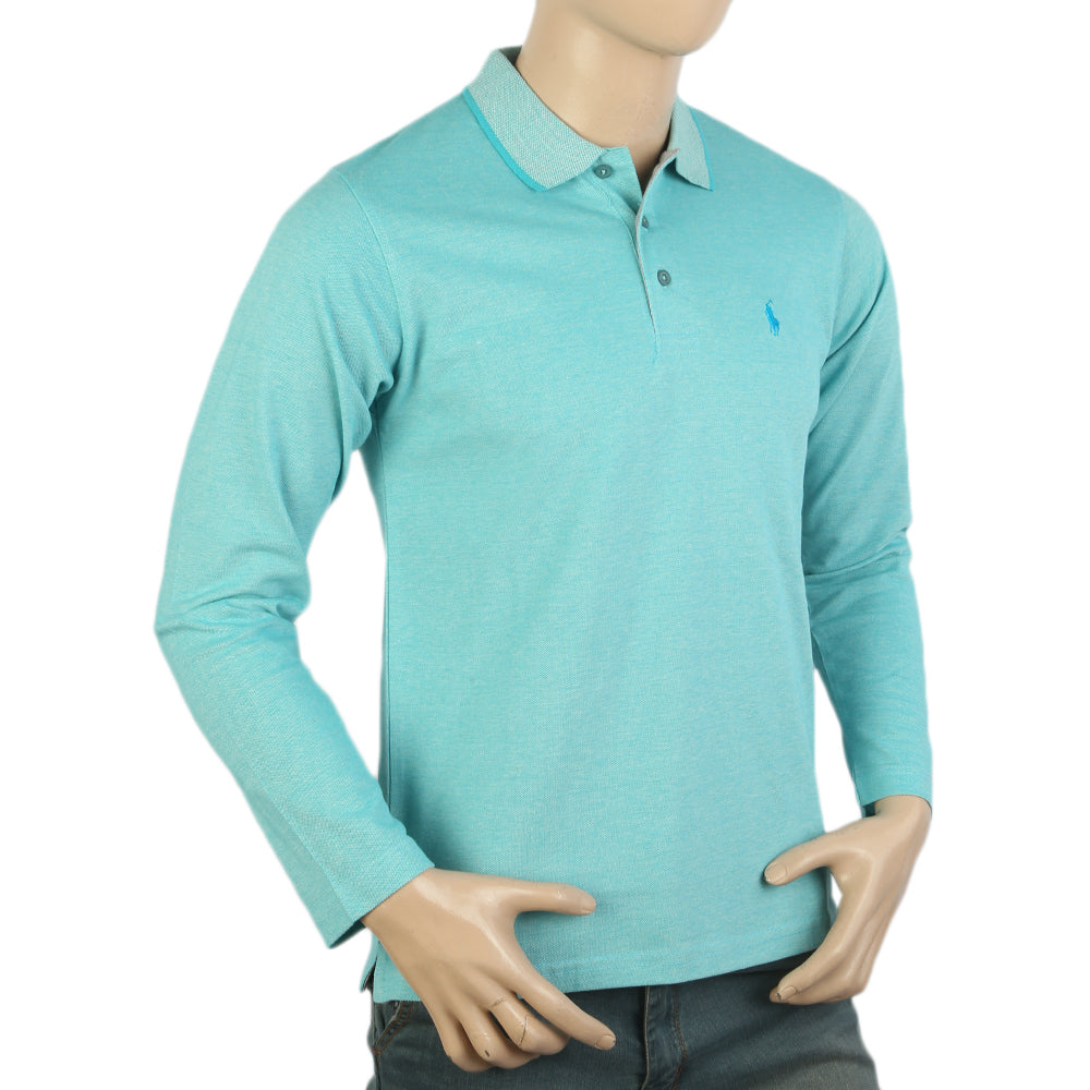 Men's Full Sleeves Polo T-Shirt - Cyan, Men's T-Shirts & Polos, Chase Value, Chase Value