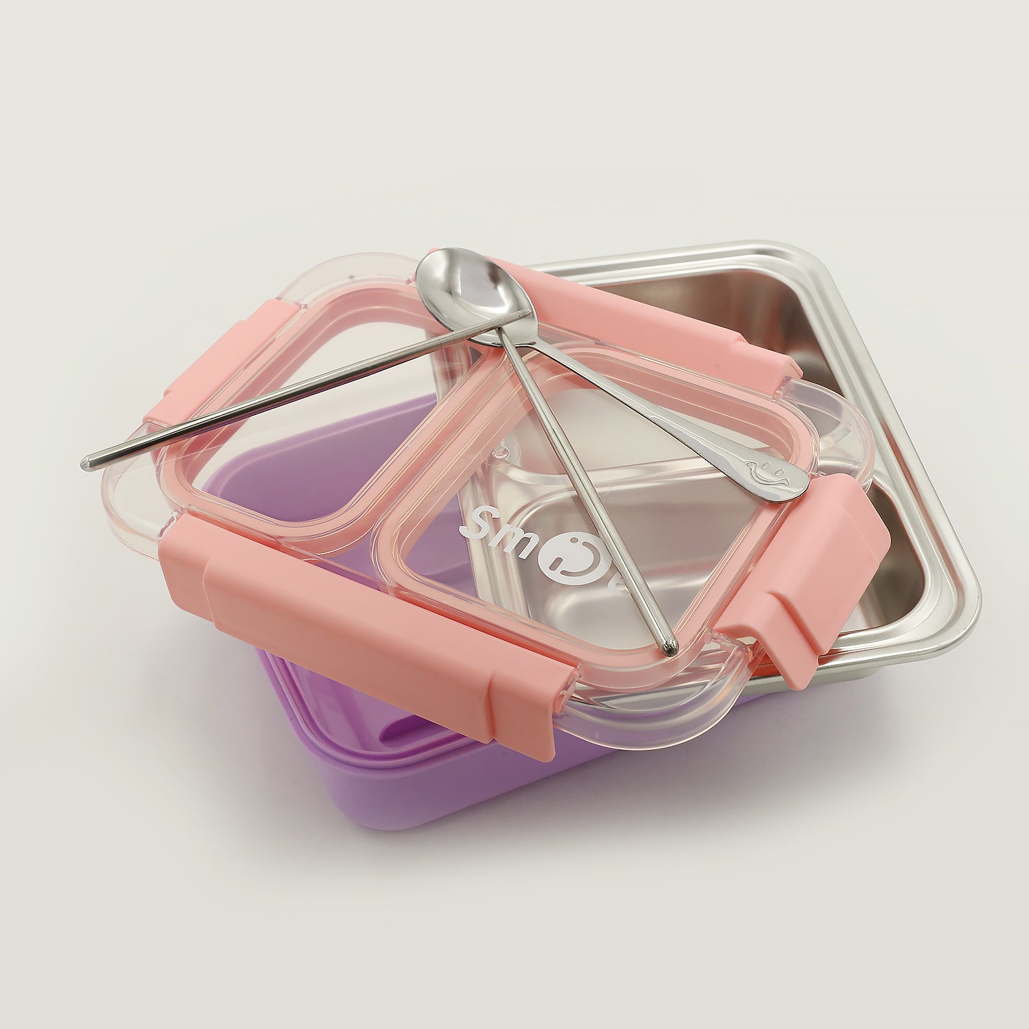 Stainless Steel Lunch Box, 2 Compartments - Purple, Tiffin Boxes & Bottles, Chase Value, Chase Value