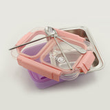 Stainless Steel Lunch Box, 2 Compartments - Purple, Tiffin Boxes & Bottles, Chase Value, Chase Value